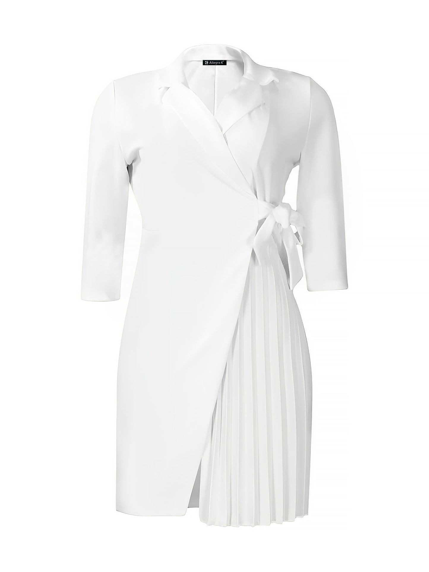 Vestido Mini Blanco Elegante para Mujeres con Cintura Ajustable y Manga Corta