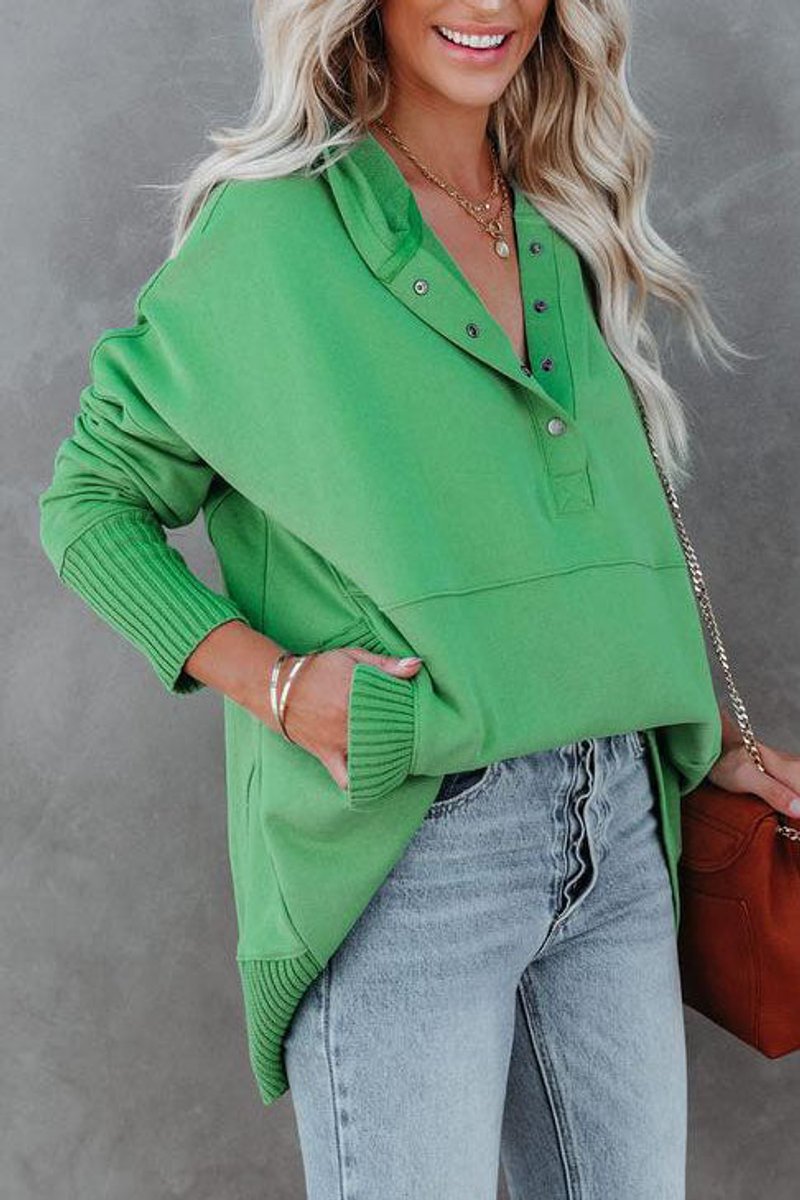 Sudadera con Botones a Presión para Mujeres con Capucha, Manga Larga y Puños Acanalados, Estilo Oversized