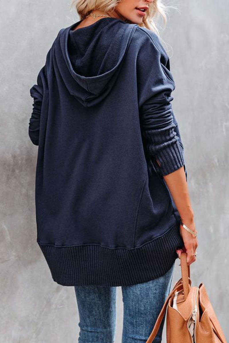 Sudadera con Botones a Presión para Mujeres con Capucha, Manga Larga y Puños Acanalados, Estilo Oversized