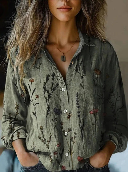 Isabella | Blusa de Manga Larga con Botones y Estampado Floral Boho para Mujeres