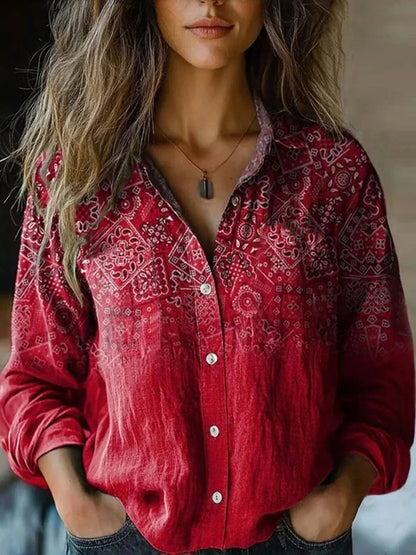 Isabella | Blusa de Manga Larga con Botones y Estampado Floral Boho para Mujeres