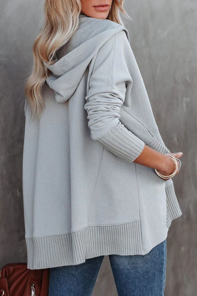 Sudadera Cómoda con Botones a Presión para Mujeres con Capucha Ajustable, Manga Larga, Puños Acanalados y Estilo Relajado