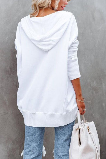 Sudadera Cómoda con Botones a Presión para Mujeres con Capucha Ajustable, Manga Larga, Puños Acanalados y Estilo Relajado