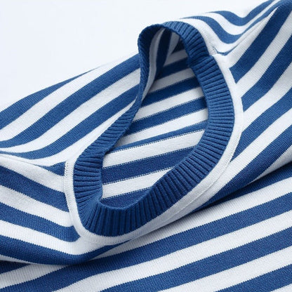 Suéter a Rayas Cómodo para Mujeres con Cuello Redondo y Mangas Largas, Estilo Relajado y Oversized
